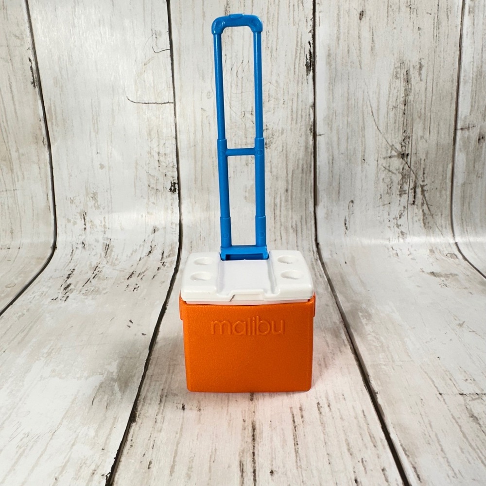 Vintage Malibu Rolling Cooler Mini‎ Novelty Orange Beverage Soda Toy Box